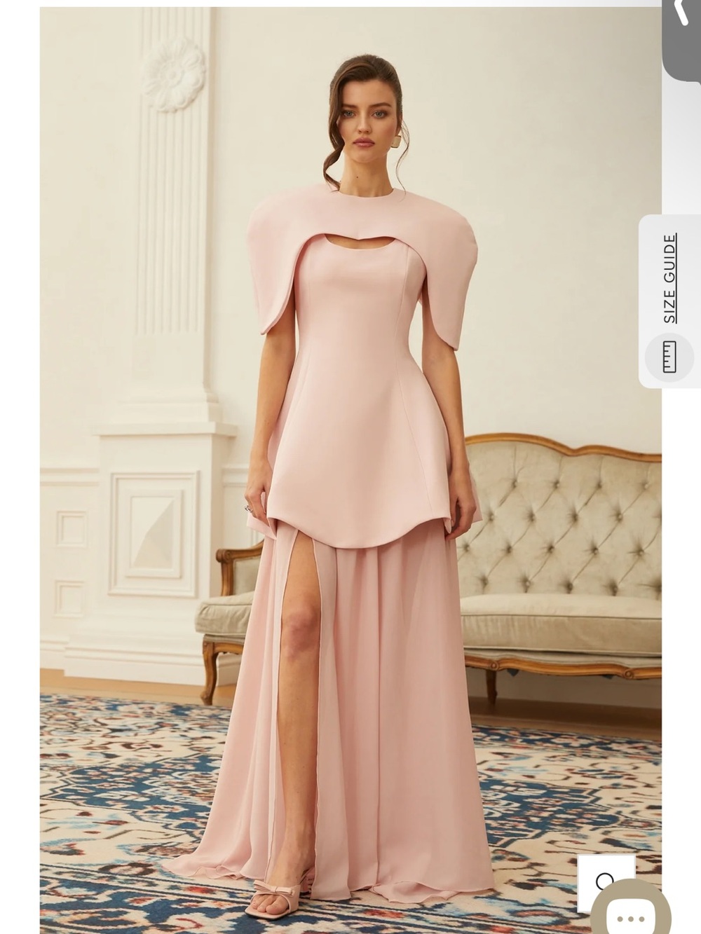 NWT Miss Rosier Auriane Pink Layered Cape Sculptural Maxi Dress Set